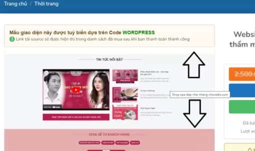 Hình sản phẩm trượt khi chọn vào hình trong wordpress