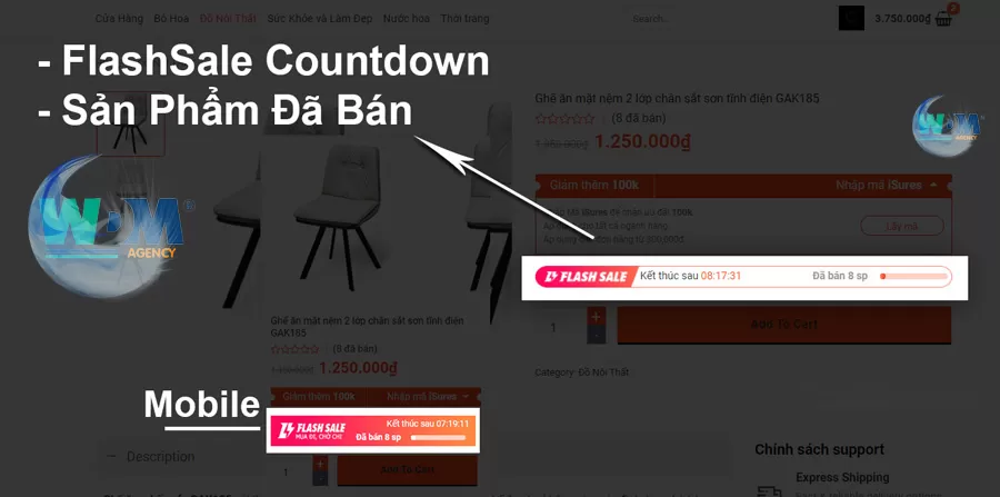 Share Code Flash Sale Countdown & Sản phẩm đã bán